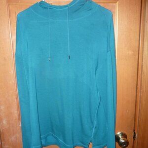 Longsleeve hooded shirt.  Turquoise Size L (12-14) 60% Modal 29% Poly 3% Spandex